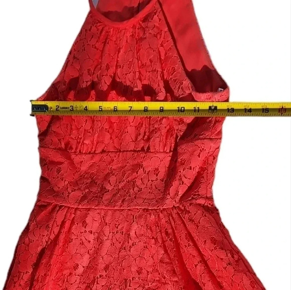 B. Darlin Peach Lace Mini Dress Size 1/2 - Picture 9 of 13